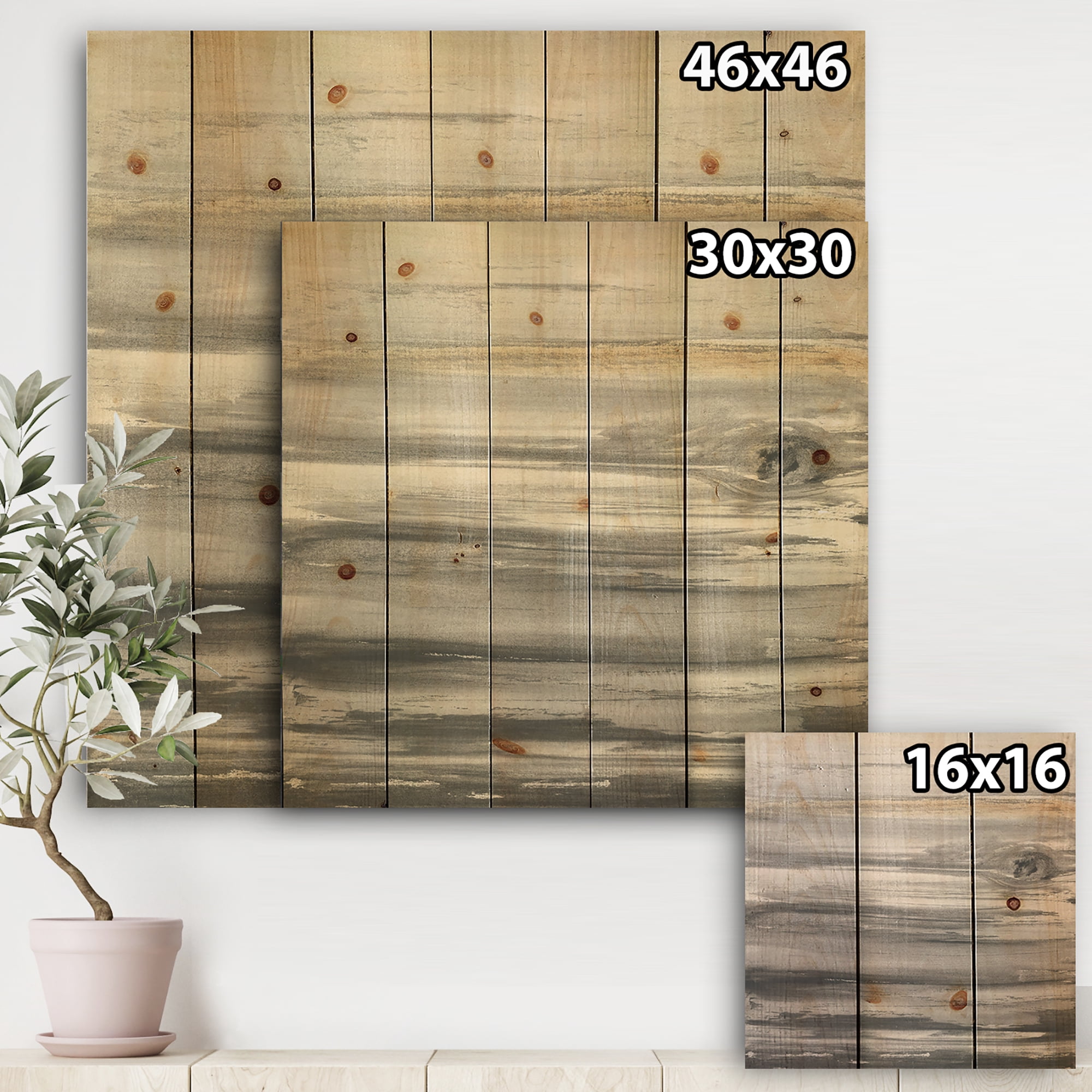 Designart 'Colorfields in Watercolor II' Glam Print on Natural Pine Wood