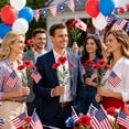 thumbnail image 4 of SLYNSHome 3Pcs Patriotic Faux Flower Bouquet, Red Artificial Poppy Blooms, For Independence Day, Vase, Table & Home Decor, 4 of 8