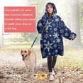 thumbnail image 4 of Wearable Oversized Blanket,Dark Blue Christmas Snowflake Pattern Wearable Blanket Hoodie for Adults,Cozy Hooded Blankets with Super Pockets,Super Warm Fuzzy Pullover for Women & Men, 4 of 6