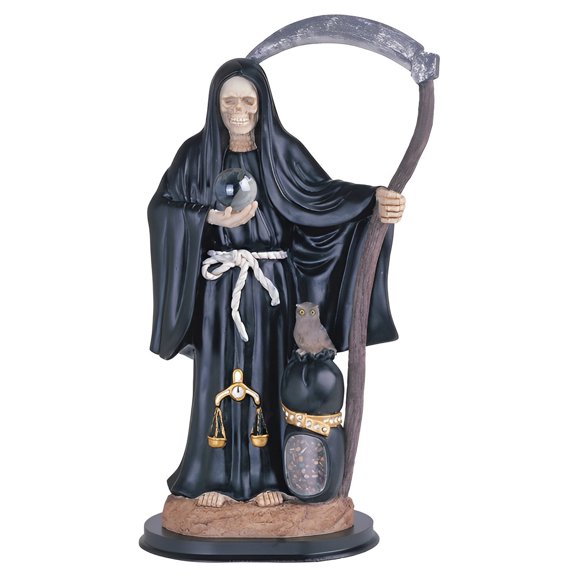 FC Design 16"H Black Santa Muerte Holding Scythe with Sack Our Lady of The Holy Death Figurine Statue Sculpture Ornament Decoration Home/Room Decor and Unique Gift Ideas