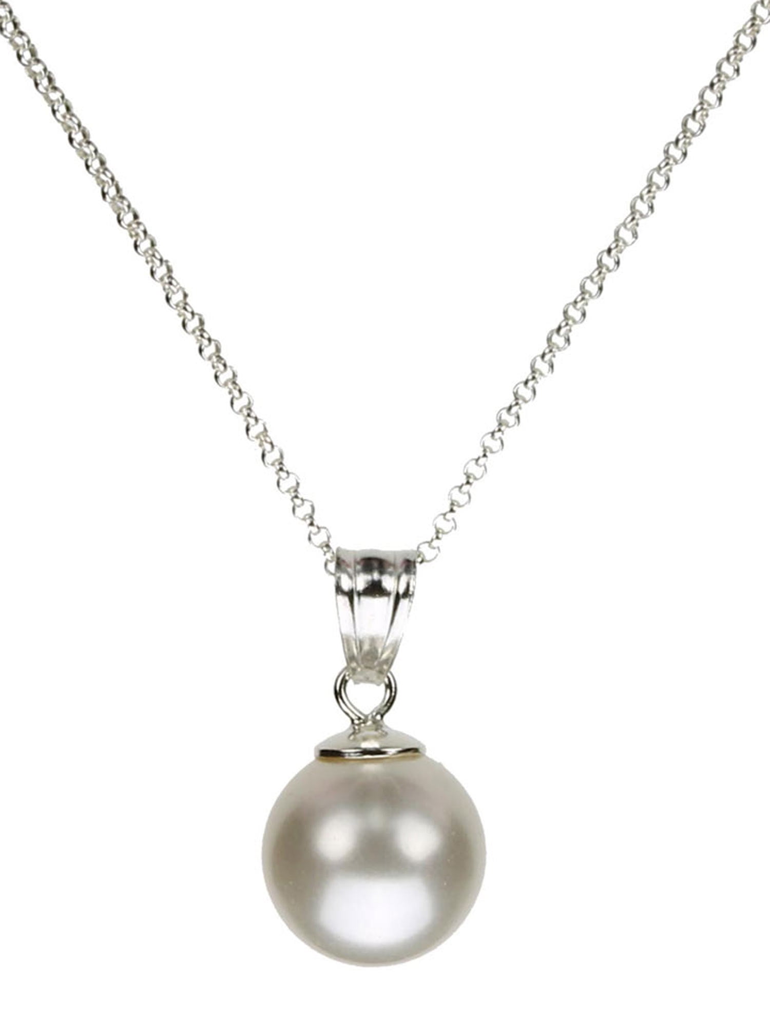 Bijou Women's 16" Fresh Water Pearl Necklace Round 9 to 10 mm Lobster Clasp NEW 