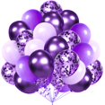 thumbnail image 1 of Set de globos AULE de látex morado metalizado, 60 unidades, 30 cm, con confeti, 1 of 6
