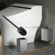thumbnail image 1 of Escobilla de baño con mango de acero inoxidable | Limpiador de inodoros compacto moderno para baño | Cepillo de cerdas largas | Base antideslizante duradera | Gris Blanco | 13.6 pulgadas | 1 Paquete, 1 of 8
