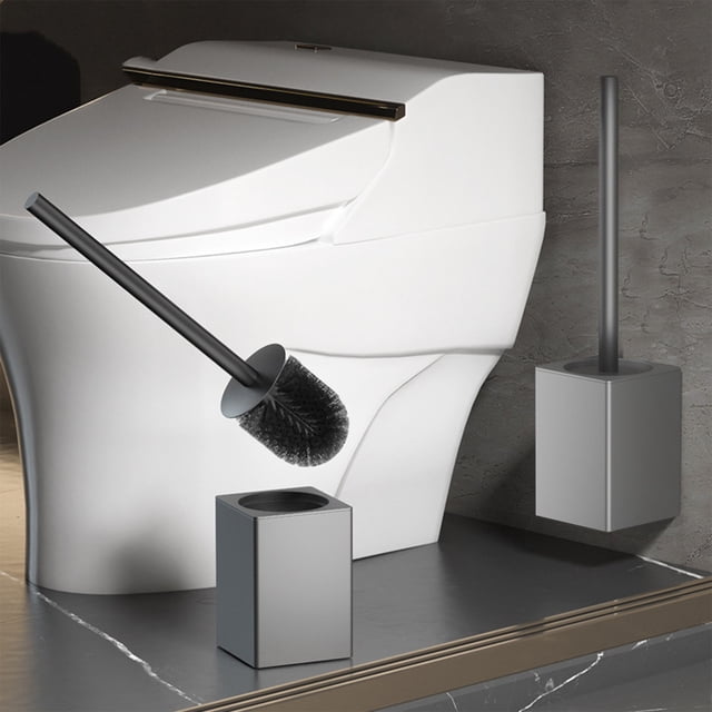 RXIRUCGD Brosse de Toilette de Luxe avec Brosse de Cuvette en Acier Inoxydable, Brosse Nettoyante de Toilette Moderne et Compacte, Manche Long, Poils pour le Nettoyage de la Salle de Bain