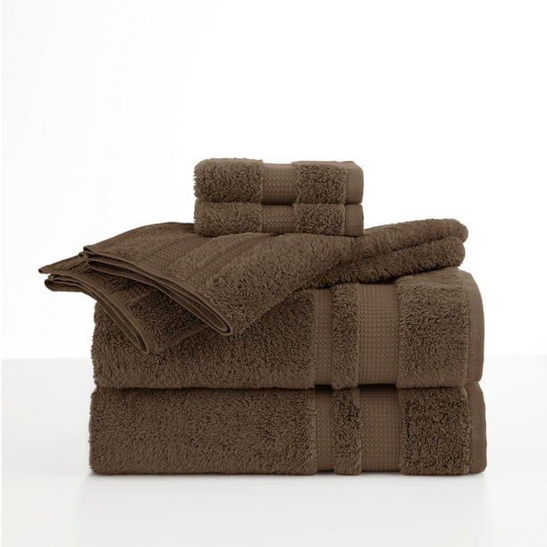 Luxury Supima 6 Piece Dark Brown Towel Set Walmart Com Walmart Com