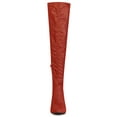 thumbnail image 2 of BLISSFUL STEP Women's Boots Glitter Point Toe Stiletto Heels Over The Knee High Boots Red 8, 2 of 8