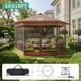 thumbnail image 5 of HOTEEL 16x16 Pop up Gazebo, Hexagonal Outdoor Canopy Shelter, Instant Patio Gazebo Sun Shade Canopy Tent with Netting & Adjustable Height for Lawn, Garden, Backyard & Deck, Brown, 5 of 10