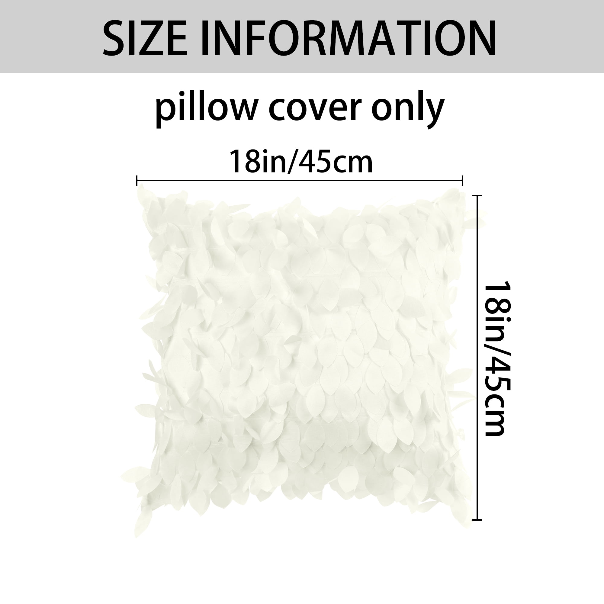 Unique Bargains Sequins Leaf 3D Throw Pillow Cover Pack of 4 Solid Color Cushion Covers Beige 18" x 18"