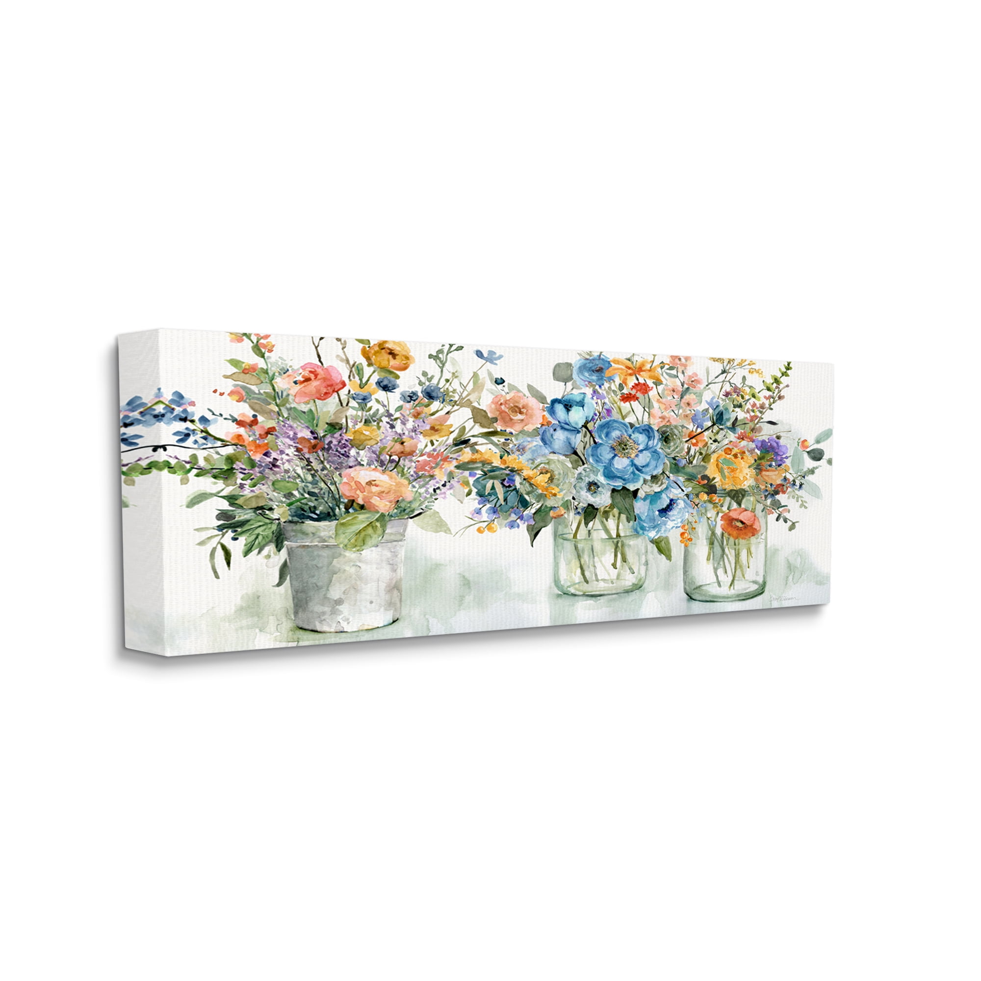 Stupell Industries French Cottage Mason Glass Jar Flower Arrangement Bouquet,48 x 20, Design by Carol Robinson