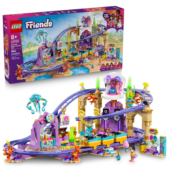 LEGO Friends Mermaid Roller Coaster Ride - Building Toy for Girls & Boys, Ages 8 - Toy Figures & Playset for Kids - Includes 5 Minidolls - Gift for Birthdays - 42703