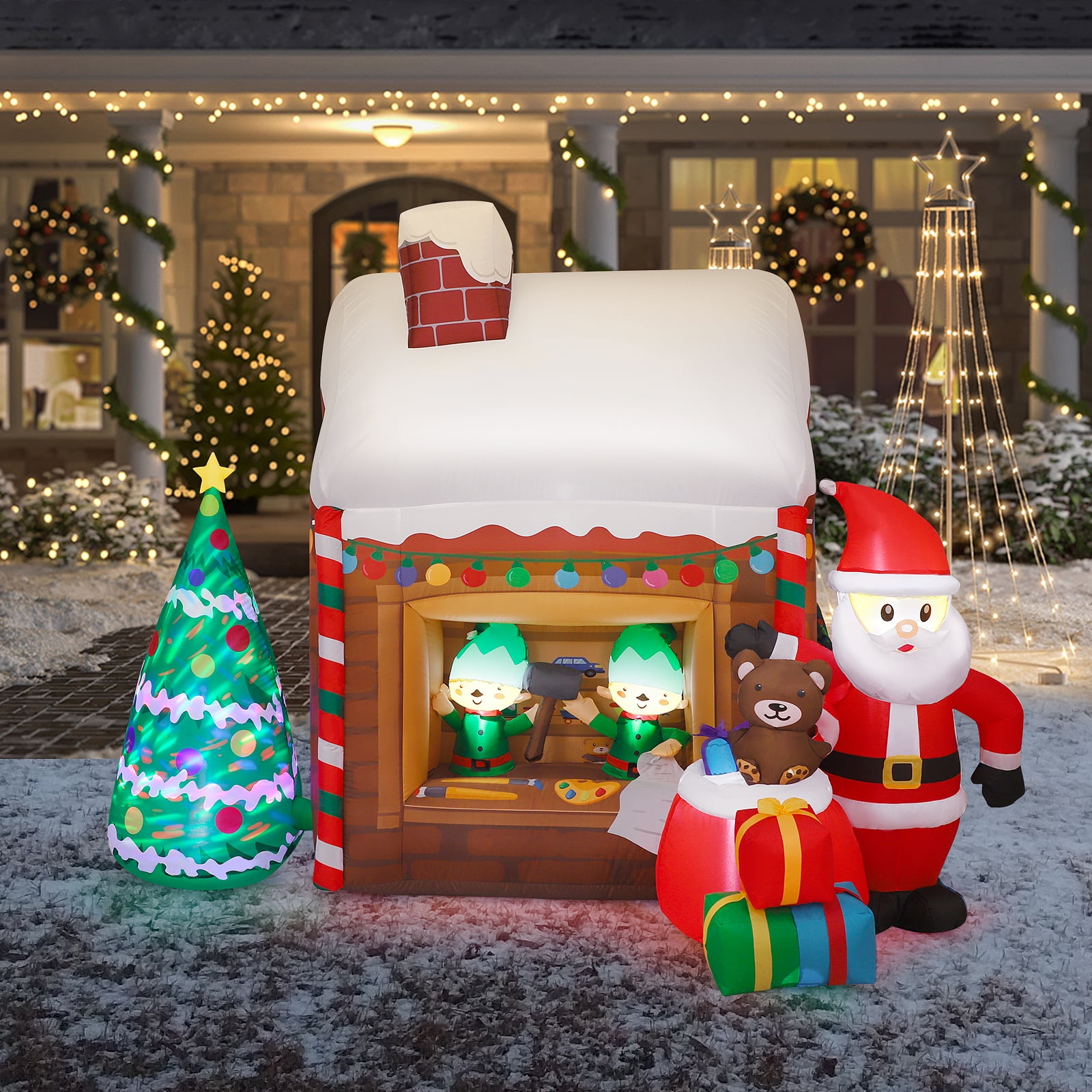CHRISTMAS SANTA 6.5 FT TREE WITH PRESENTS AIRBLOWN INFLATABLE YARD DECORATION 