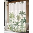 thumbnail image 4 of Green Palm Trees No Hook Shower Curtain Waterproof,Bathroom Curtains with Snap in Liners and See Through Top Window,Farmhouse Summer Leaves Plants Birds Hotel Style Bathtub Curtains Shower 60"Wx72"L, 4 of 8