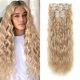 thumbnail image 1 of LONAI 6 extensiones de cabello con clip de 24.0 in, extensiones de cabello rubio, ondas largas de sirena, onduladas, sintéticas, con clip para mujeres, cabello negro natural para uso diario, fiesta (m, 1 of 5