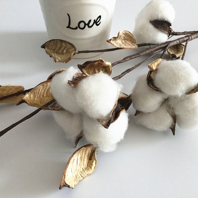 HEALEEP Dried Flowers Cotton 1Pack Multi Rustic Farmhouse Style Cotton Branches Friends Event