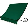 Awntech 5.38 Ft Charleston Sloped Fixed Awning with Scrolled Iron Arms (64.5in x 24in x 24in), Forest