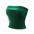 thumbnail image 3 of MixMatchy Women's Solid Synthetic Velvet Ruched Side Stretchy Tube Top, 3 of 4