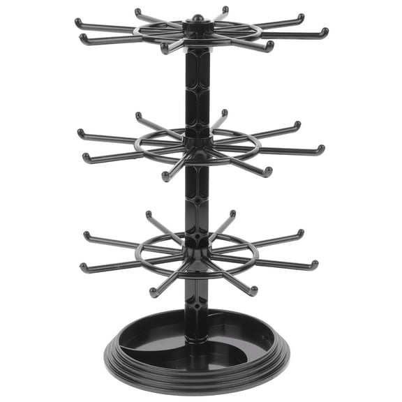 Pawsdot Earring Organizer Stand in Black Plastic for Home and Store Use