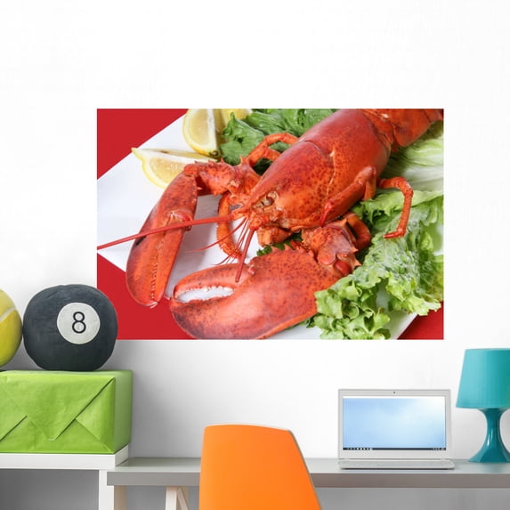 Large Lobster Dinner Restaurant Wall Mural by Wallmonkeys Peel and Stick Graphic (36 in W x 24 in H) WM283358