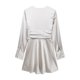 thumbnail image 4 of TRAFZA HH TRAF Colección de moda femenina Vestido plisado de manga larga con cinturón estilo camisa para mujer Vestido mini con textura satinada y escote en V para mujer, 4 of 4