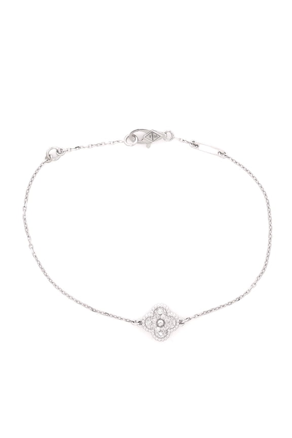 Pre-Owned Sweet Alhambra Bracelet 18K White Gold and Diamonds By Rebag