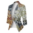 thumbnail image 2 of Women's Casual Printed Three Quarter Sleeve Open Front Notch Lapel Cardigan Style Work Coat, 2 of 6