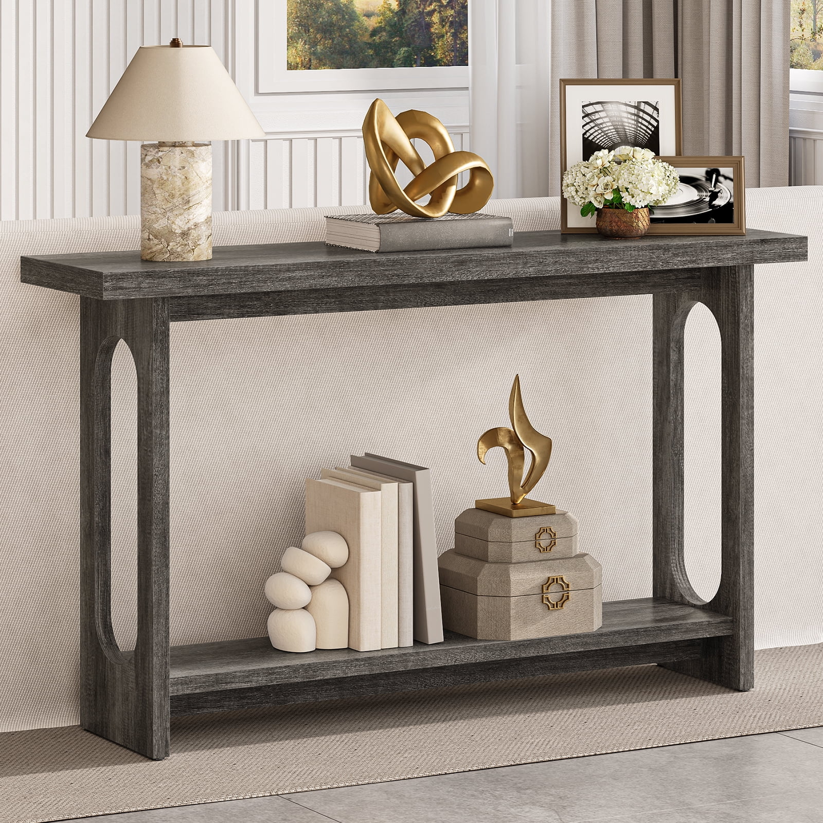 Tarnorci 54" Console Table,  Sofa Table with Storage Shelves, Narrow Table for Entryway,Living Room, Foyer