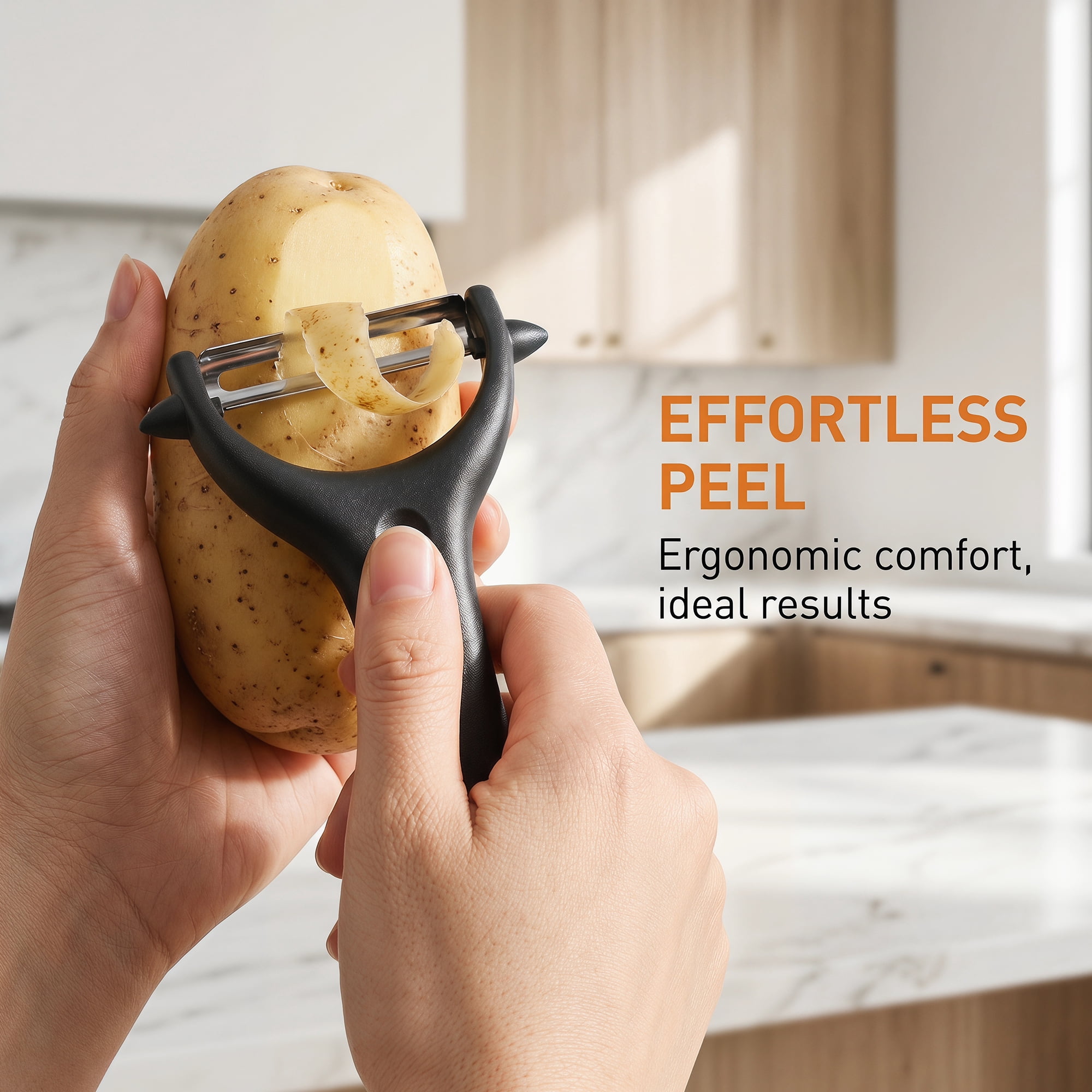 Unique Bargains Plastic Fruit and Potato Peeler with Ergonomic Handle Black 5.8x3x1 inch