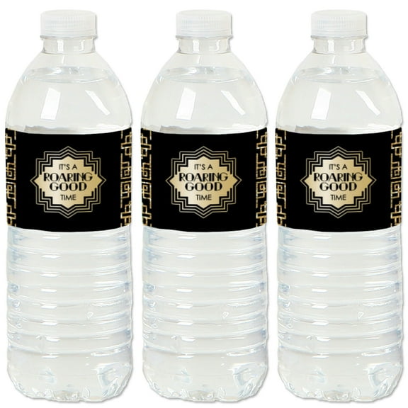 Big Dot of Happiness Roaring 20's - 1920s Art Deco Jazz Party Water Bottle Sticker Labels - Set of 20