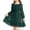 Dark Green, variant on Girls Chiffon Dress with Solid Pom Poms & Flutter Ruffle Short Sleeve Kids Lace Square Neck Frocks Green 12-13Y