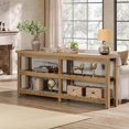 thumbnail image 7 of Tribesigns 70.86-Inch ExtraLong Console Table, Farmhouse 3-Tier Entryway Table, Wood Sofa Table for Living Room, Hallway, Light Brown, 7 of 7