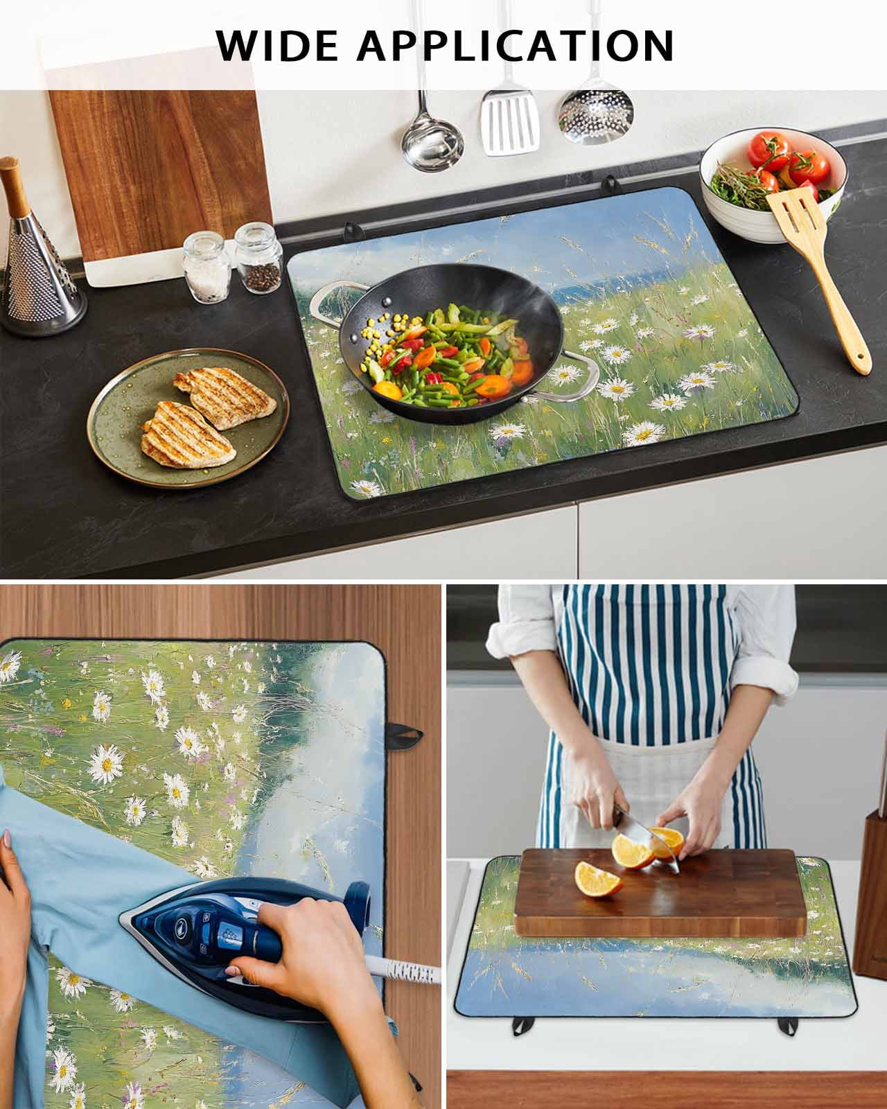 nqOlkjepod Large Induction Cooktop Protector Mat 28.5"x20.5", Spring Floral Stove Top Covers for Electric Stove, Pastoral Botanical Oil Painting Modern Art Stove Burner Cover Mats Stove Cover