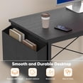thumbnail image 6 of Casabay L Shaped Desk for Small Spaces, 47 Inch Corner Computer Desk with Shelves, Desk Hutch with Side Bag Adjustable Feet for Home Office, Study Room, Black, 6 of 7