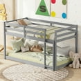 thumbnail image 3 of Euroco Twin over Twin Floor Bunk Beds with Ladder and Guardrail for Kids Teens, Gray, 3 of 10