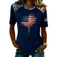 thumbnail image 2 of Womens 4th of July Shirts 250 Anniversary USA Graphic Tee American Flag Print Crewneck Patriotic Summer Festival Top, 2 of 4