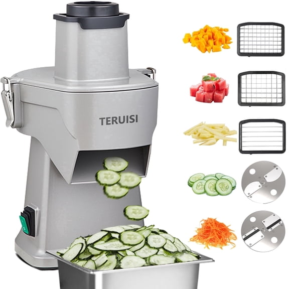 TERUISI 4-In-1 Electric Vegetable Chopper, 200W Vegetable Commercial Chopper, Veggie Cutter With Slicing Shredding Dicing Function For Commercial Home Use