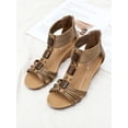 thumbnail image 4 of PULLIMORE Women Wedge Sandals Open Toe Casual Summer Roman High Heel Breathable Beach Sandals (Brown,Women 7-8), 4 of 11