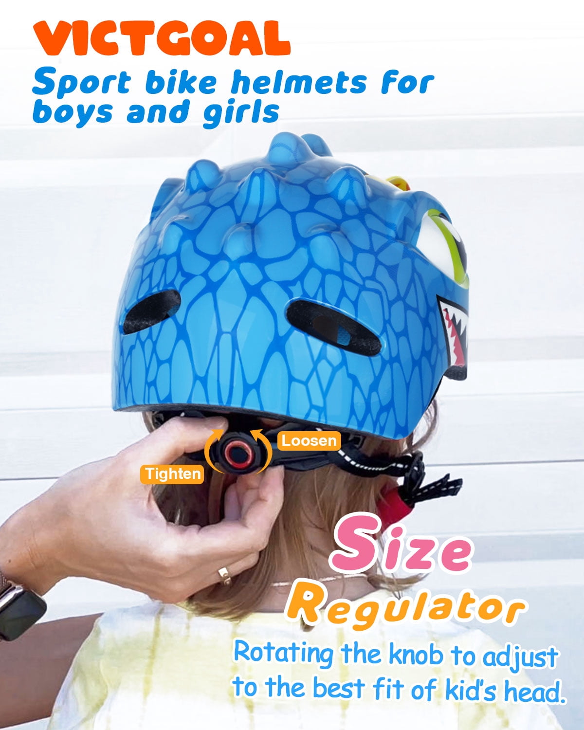 VICTGOAL Kids Bike Helmet Lightweight 3D Safety Helmet for Boys & Girls, Fits 50–54cm, for Cycling, Scooter, Skating
