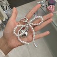 thumbnail image 4 of Bowknot Heart Keychain Women Sweet Charm Pearl Bow Backpack Key Ringsฅ W5A6, 4 of 4