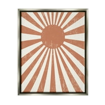 Stupell Industries Vintage Striped Sun Rays Beaming Weathered Design Graphic Art Luster Gray Floating Framed Canvas Print Wall Art, Design by Daphne Polselli