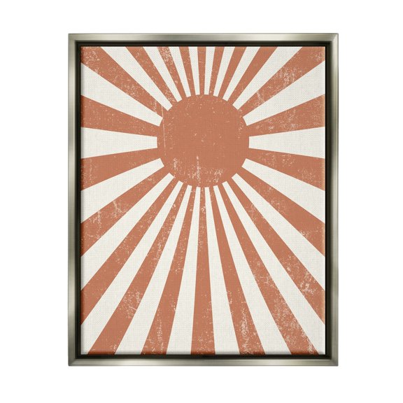 Stupell Industries Vintage Striped Sun Rays Beaming Weathered Design Graphic Art Luster Gray Floating Framed Canvas Print Wall Art, Design by Daphne Polselli