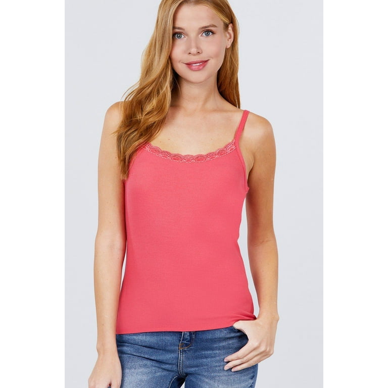 Womens - Rib Lace Trim Cami Top in Optic