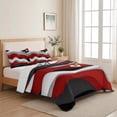 thumbnail image 5 of Full Quilt Set 78''x90'', Red Black Ombre Lightweight Summer Bedspread Coverlet Set with 2 Pillow Shams, Modern Geometric Moire Abstract Art Breathable All Season Quilt Bedding for Bedroom/Guest Room, 5 of 9