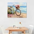 thumbnail image 2 of Chilfamy Beach Canvas Wall Art for Bathroom Ocean Pictures Seaside Bicycle Canvas Print Seascape Painting Framed Teal Aqua Blue Calming Shoreside Artwork for Modern Coastal Themed Lake Home 20x16in, 2 of 6