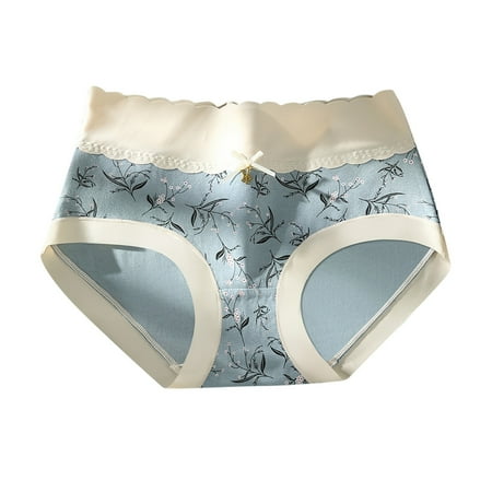 

Underwear Womens Cotton Breathable Mid Waist Ice Lace Wrapped French Bow Thin Breeches Lady s Underwear