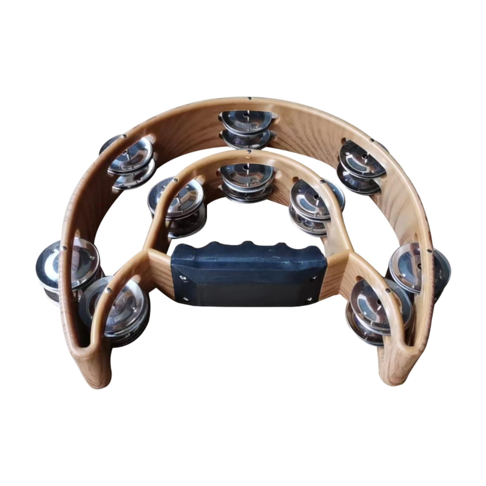 JWQFBC Double Row Tambourine Hand Bell Compact Half Moon Percussion Drum Favors Musical