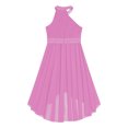 thumbnail image 4 of Manyakai Kids Halter Neck Ruched Chiffon Bridesmaid High Low Hem Flower Girl Dress for Wedding Party Pink 10, 4 of 5