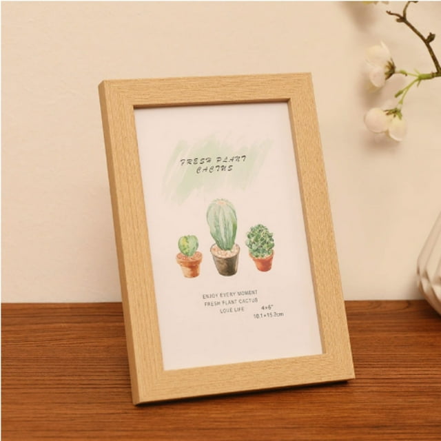 Verdsylv 6X8 Inch Wooden Picture Frame - Modern Tabletop Or Wall Display for Photos & Posters, Minimalist Design with Sturdy Back Stand, Home & Office Decor, Khaki