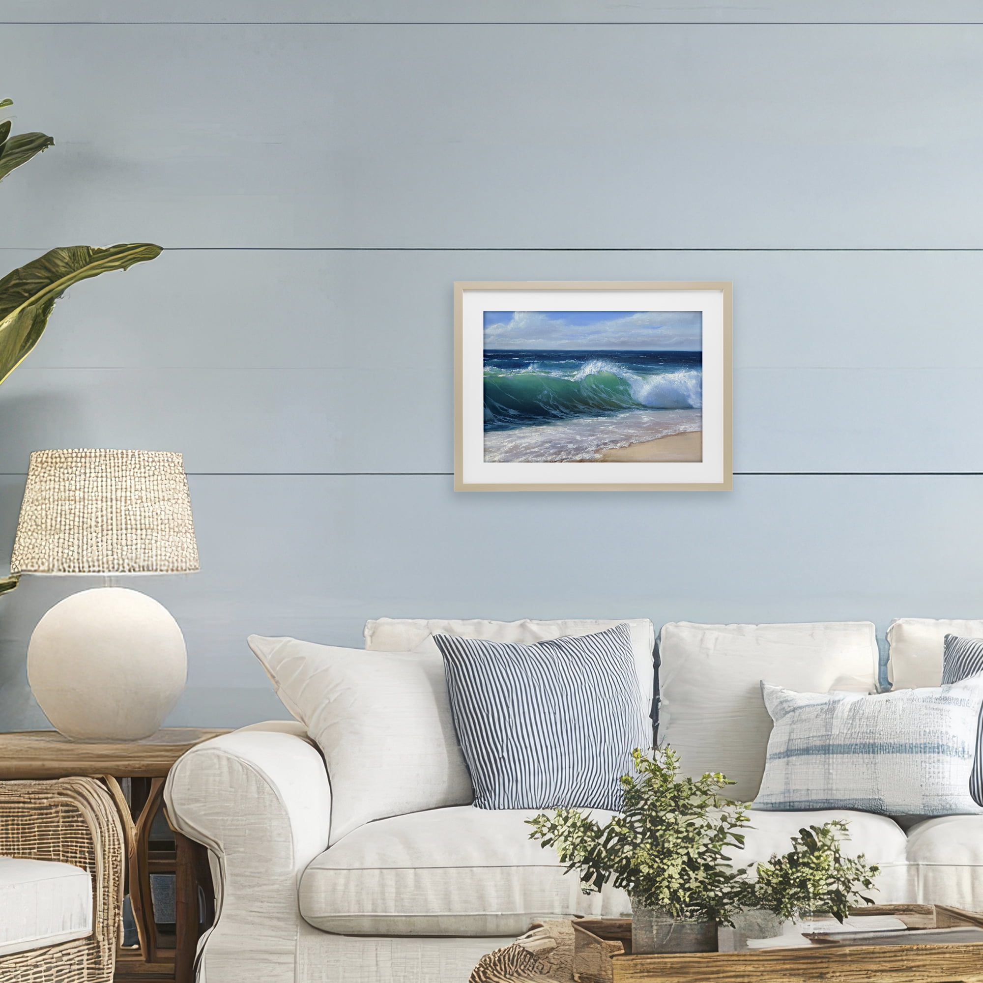 Stupell Industries Content Beach Waves Shore Birch Framed Print Under Glass, design by Dimitri Sirenko
