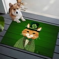 thumbnail image 4 of St. Patrick's Day Bathroom Rug Washable 2x3 Entryway Rug Non Slip Cute Kitten Cats Shamrock Leaf Wood Green Front Door Mat Low Pile Indoor Doormat Throw Floor Carpet for Kitchen Bedroom Entrance, 4 of 8