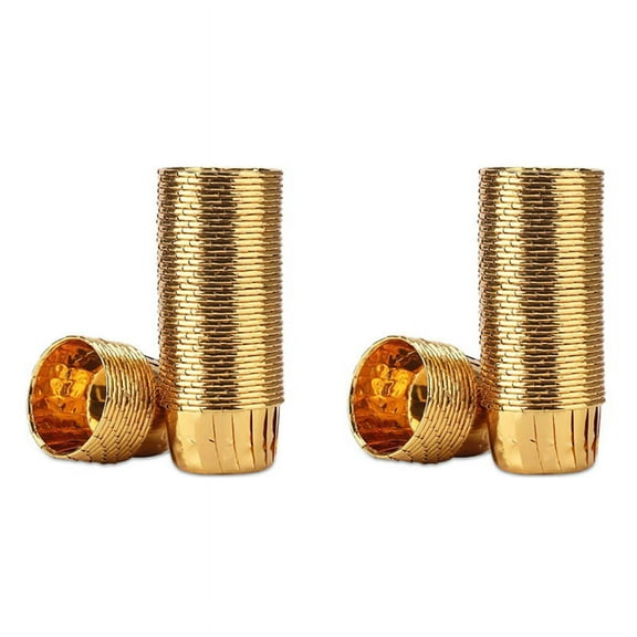 100Pcs Aluminum Foil Cupcake Cups Disposable Muffin Liners Baking Cups Aluminum Cupcake Tip -Gold